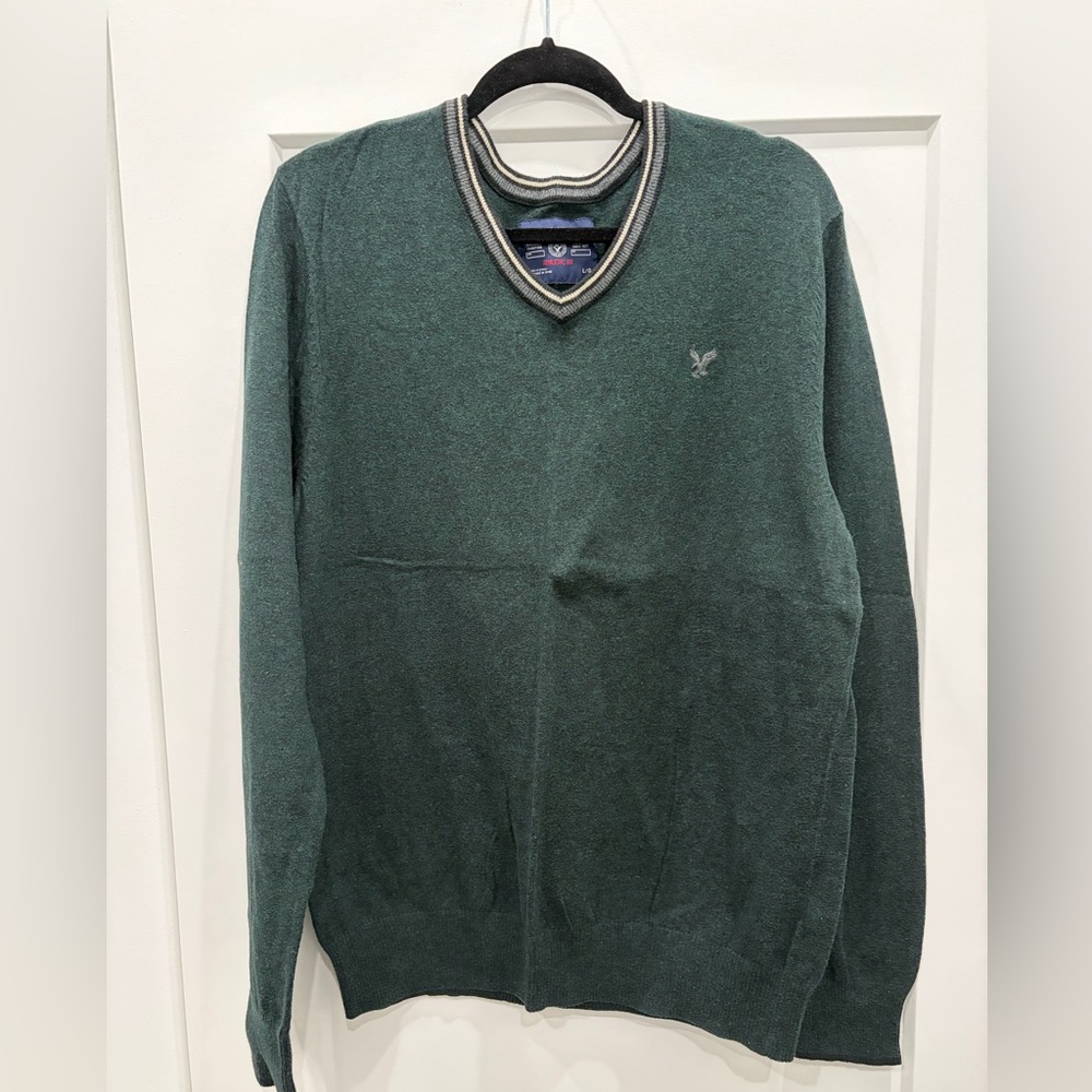 American Eagle Outfitters Dark Green V-Neck Sweater